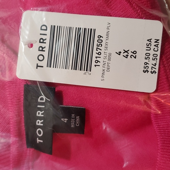 ❤️NWT VINTAGE TORRID SWEATER - FITTED - CUTOUT CHEST - CREW NECK - HOT PINK - Picture 5 of 9